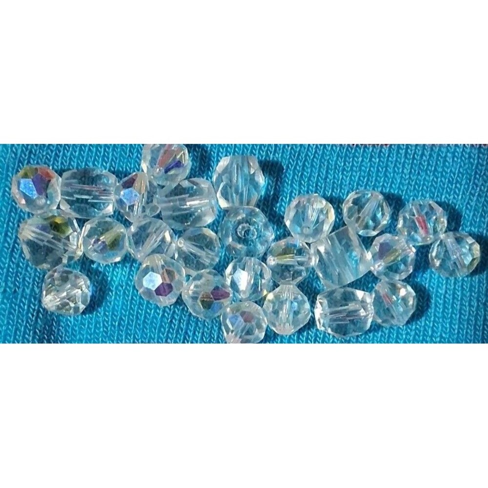 Vintage SWAROVSKI 5mm Crystal AB Rounded Bicone Beads (28 Pieces)